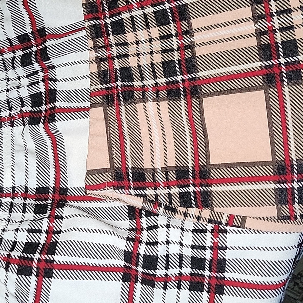 Pink White Plaid Tartan Pencil Mini Skirt Plus Size 4XL Elastic Waist 2‎ PK